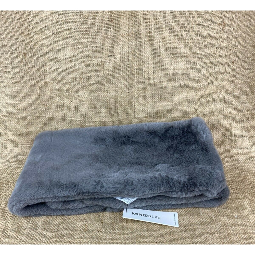 Miniso Gray Plush Faux Fur Scarf Neck Warmer